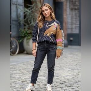 Western Coastal Cowgirl Horse Sweater Fringe Mane M Year of the Horse